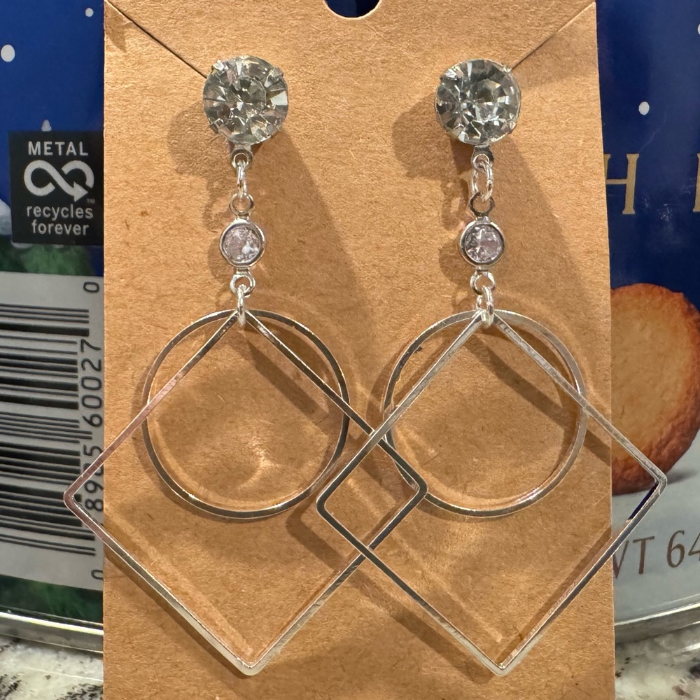 HANDCRAFTED SILVER CUBIC ZIRCONIA DROP EARRINGS - Picture 3 of 3